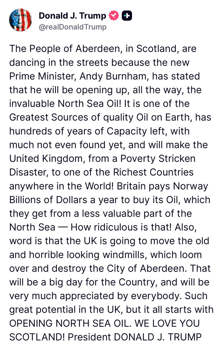 President Donald J. Trump backs Andy Burnham’s full North Sea oil reopening — related image 1 President Donald J. Trump backs Andy Burnham’s full North Sea oil reopening — related image 1